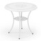 31.5 Inch White Cast Aluminum Patio Bistro Dining Table with Umbrella Hole and Rust-Resistant
